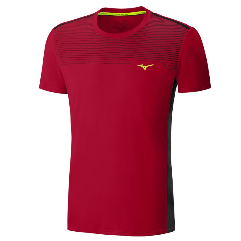 T-shirt Trail Running Mizuno rosso-nero
