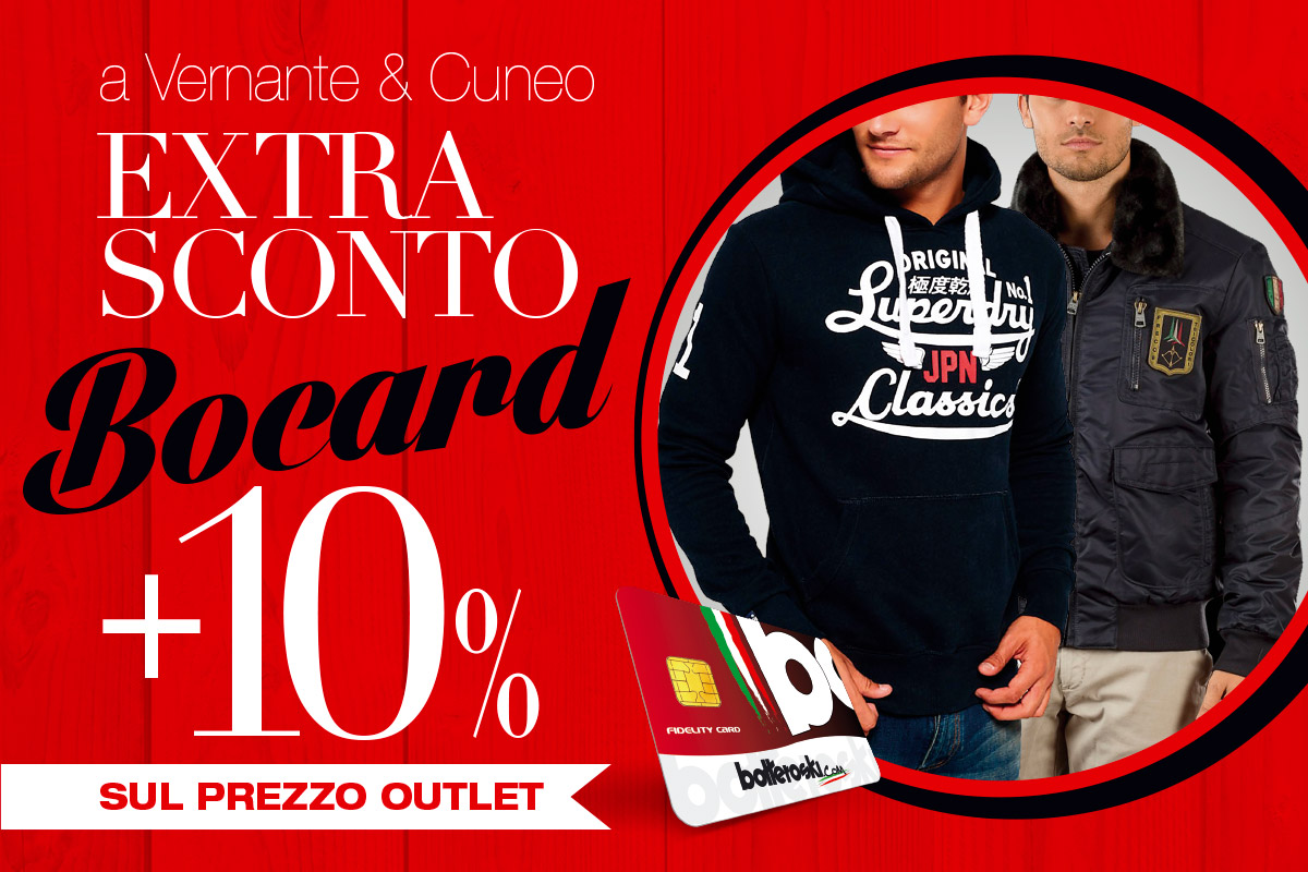 sconto extra bocard 10% outlet vernante e cuneo