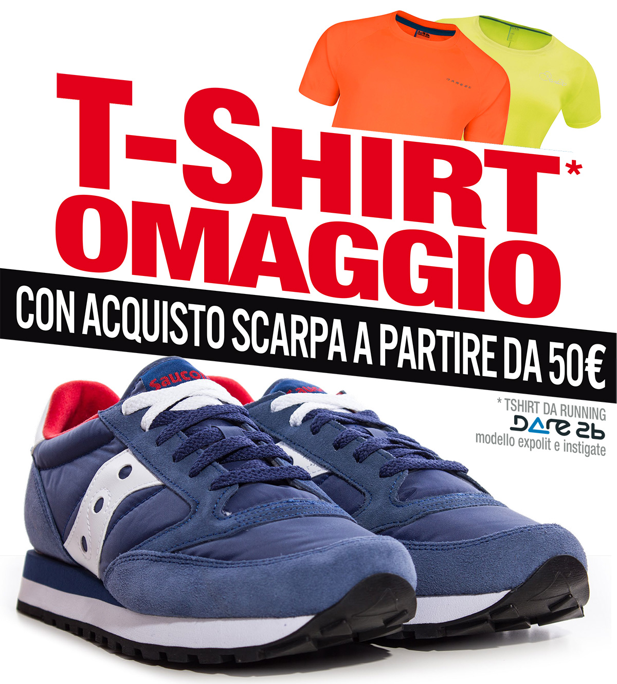 t-shirt in omaggio con l'acquisto di un paio di scarpe