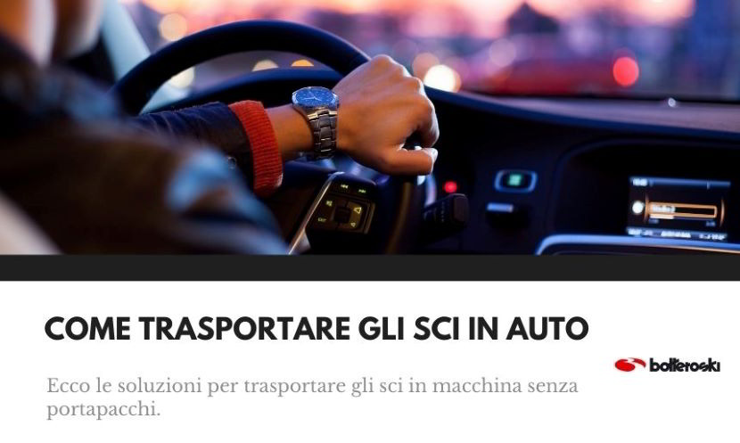 come trasportare gli sci in auto senza portapacchi